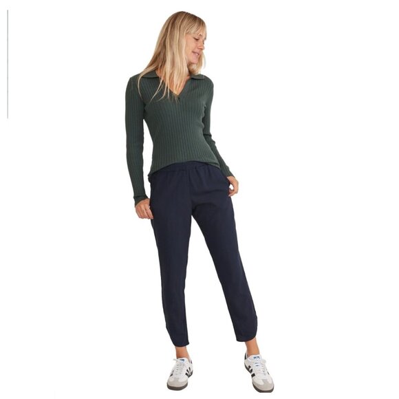 Marine Layer Allison Pant Navy Infill Elastic Waistband size Small 2 pockets new - Picture 1 of 13